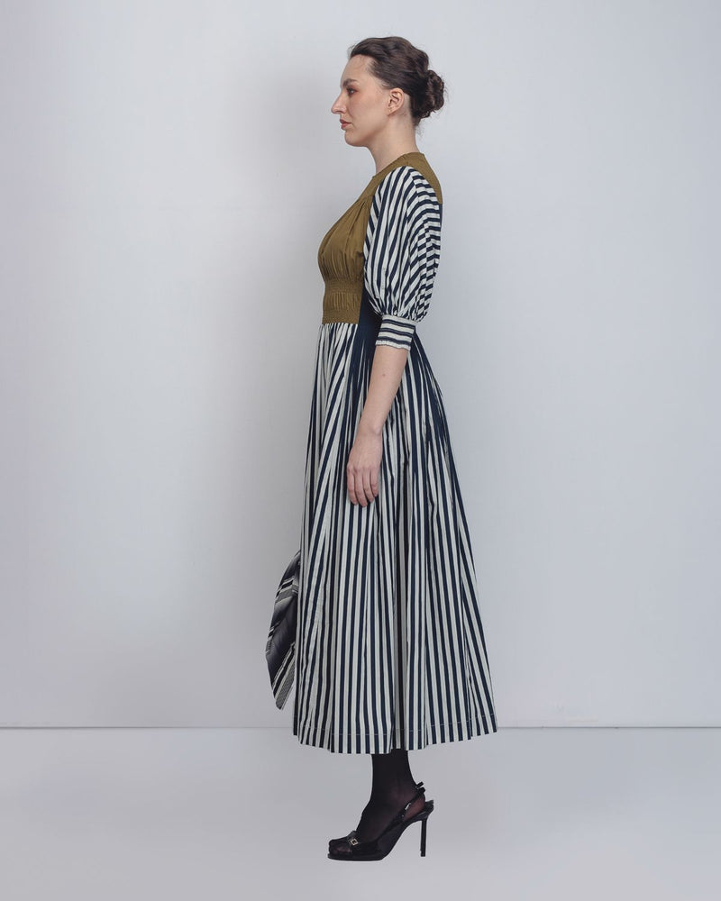 Beri Dress - Black + White Print / Olive cotton Buy Beri Dress - Black + White Print / Olive from C&W | Dresses for Women by Leh Studios in black color for women in Singapore