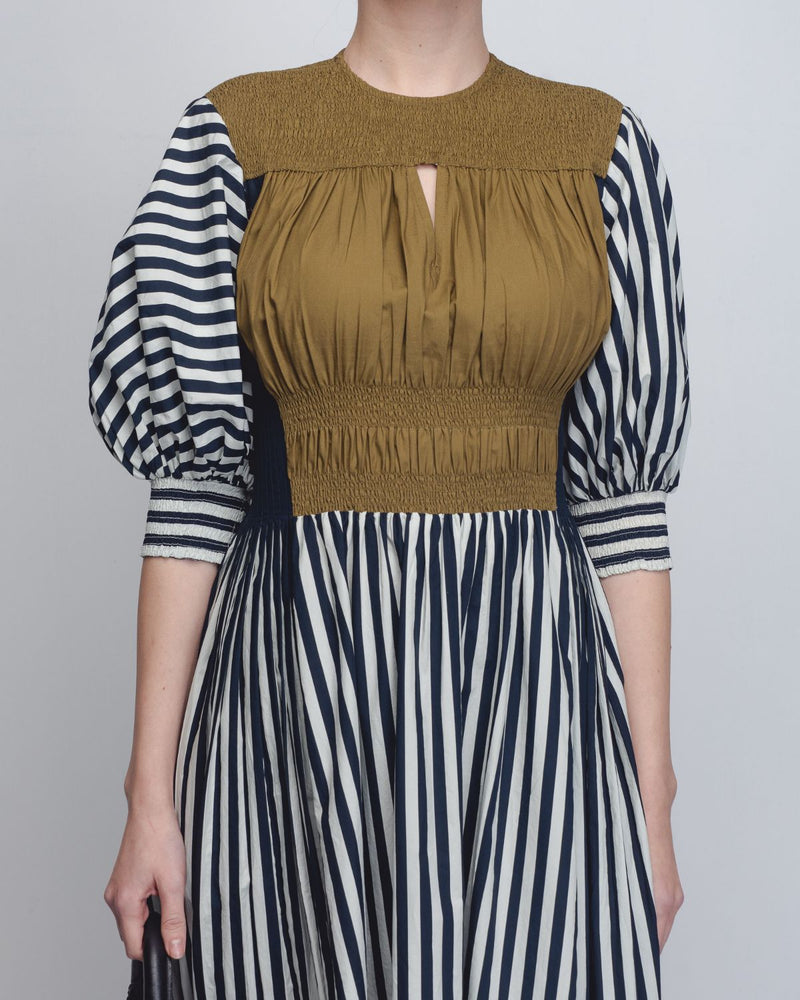 Beri Dress - Black + White Print / Olive cotton Buy Beri Dress - Black + White Print / Olive from C&W | Dresses for Women by Leh Studios in black color for women in Singapore