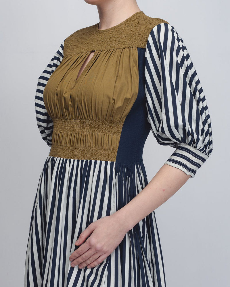 Beri Dress - Black + White Print / Olive cotton Buy Beri Dress - Black + White Print / Olive from C&W | Dresses for Women by Leh Studios in black color for women in Singapore
