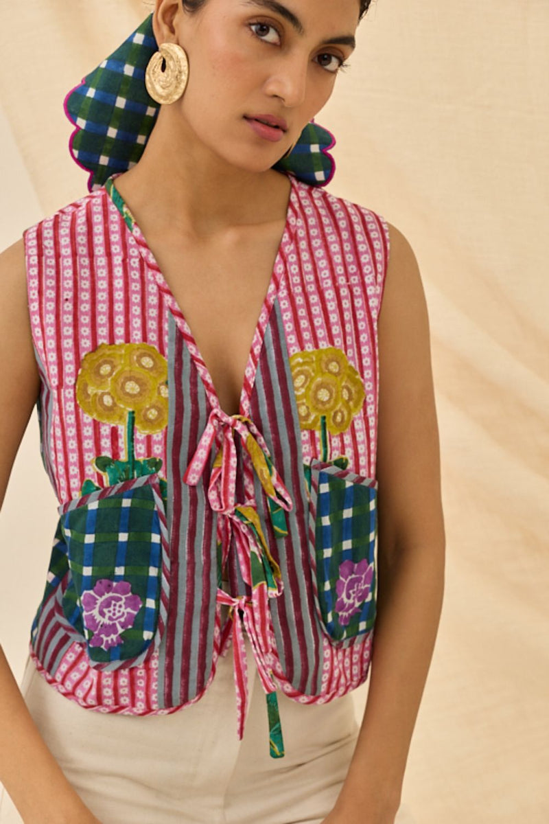 Lali Multiprint Waistcoat cotton by JodiLife for women in Singapore