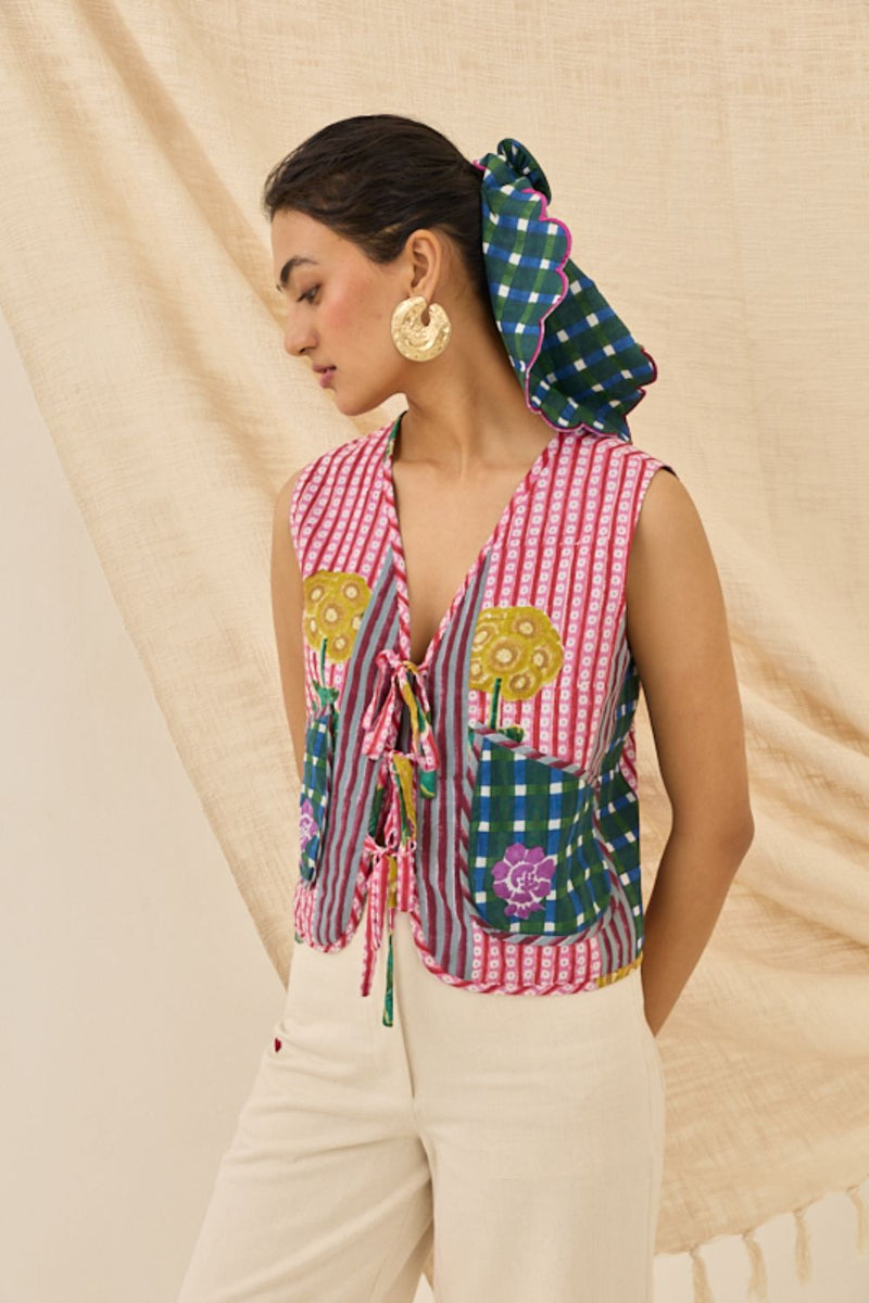Lali Multiprint Waistcoat cotton by JodiLife for women in Singapore