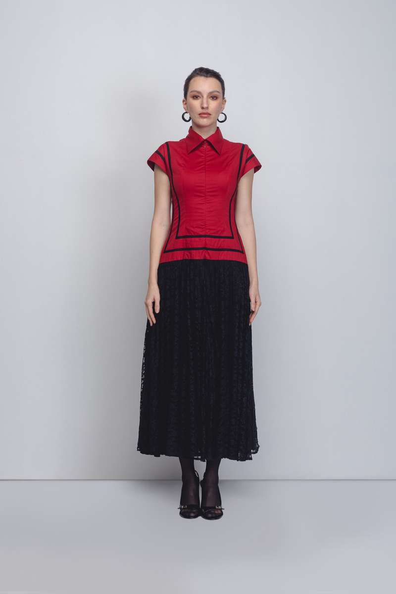Blare Dress - Red + Black cotton Buy Blare Dress - Red + Black from C&W | Dresses for Women by Leh Studios in black color for women in Singapore