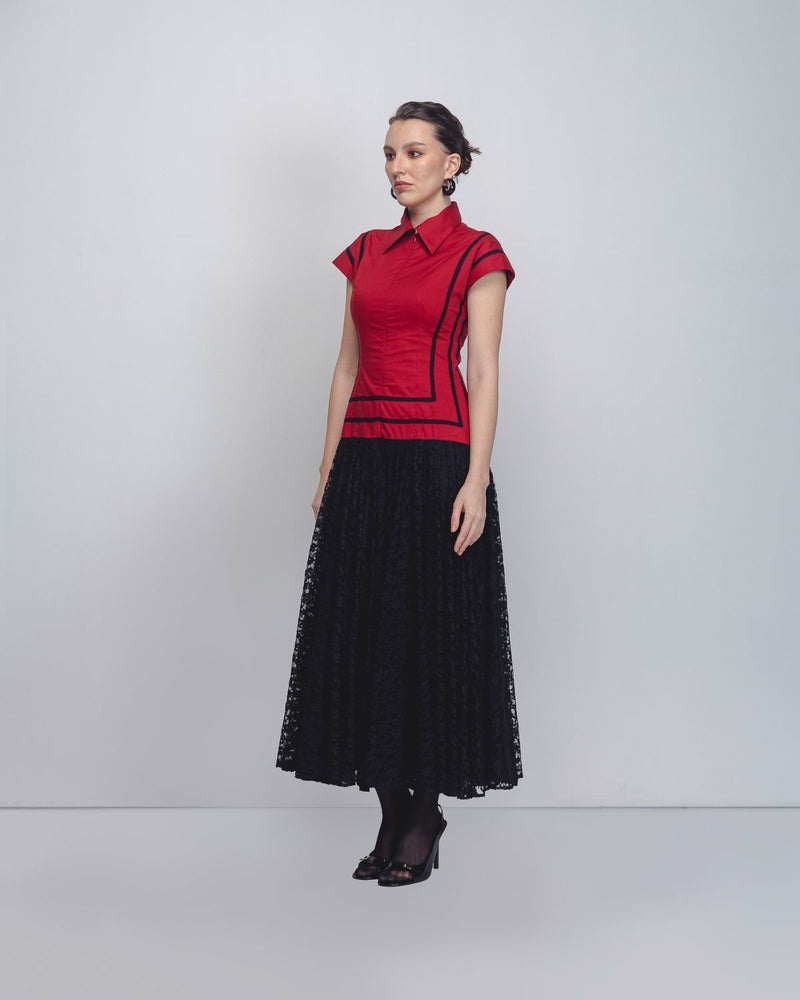 Blare Dress - Red + Black cotton Buy Blare Dress - Red + Black from C&W | Dresses for Women by Leh Studios in black color for women in Singapore