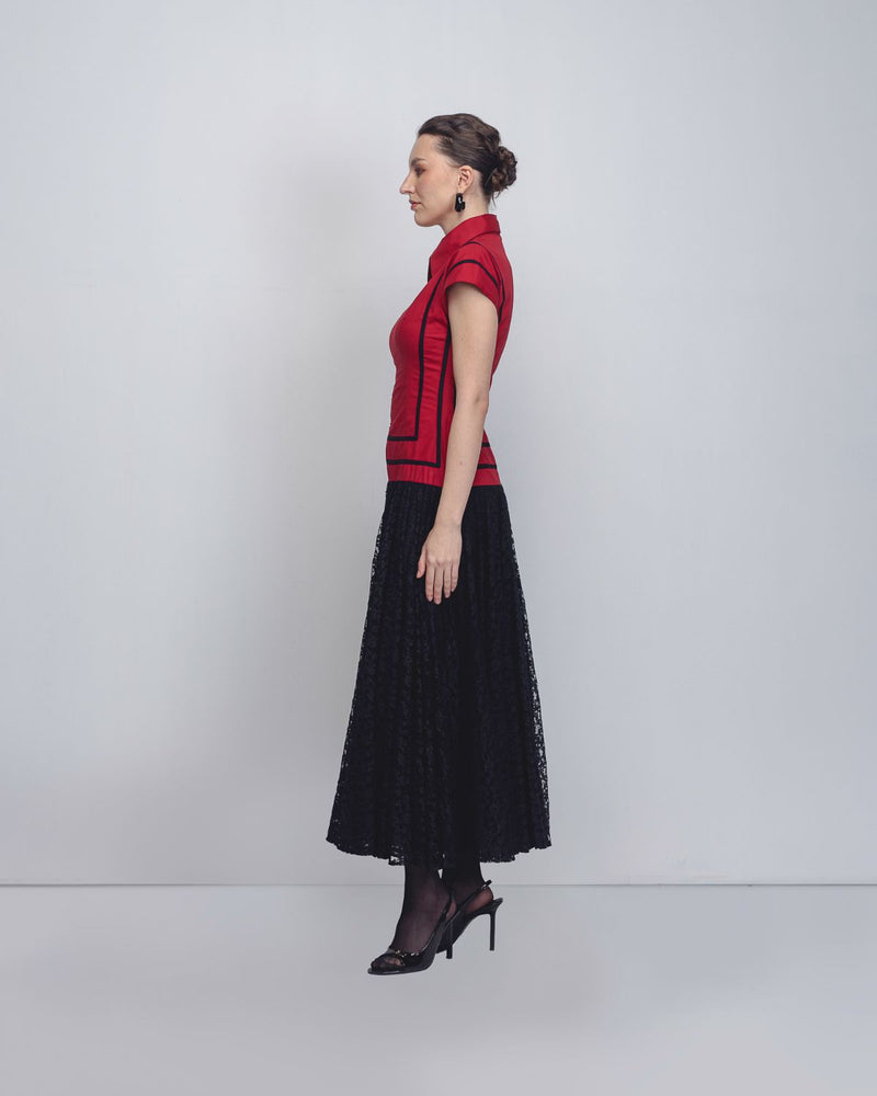 Blare Dress - Red + Black cotton Buy Blare Dress - Red + Black from C&W | Dresses for Women by Leh Studios in black color for women in Singapore