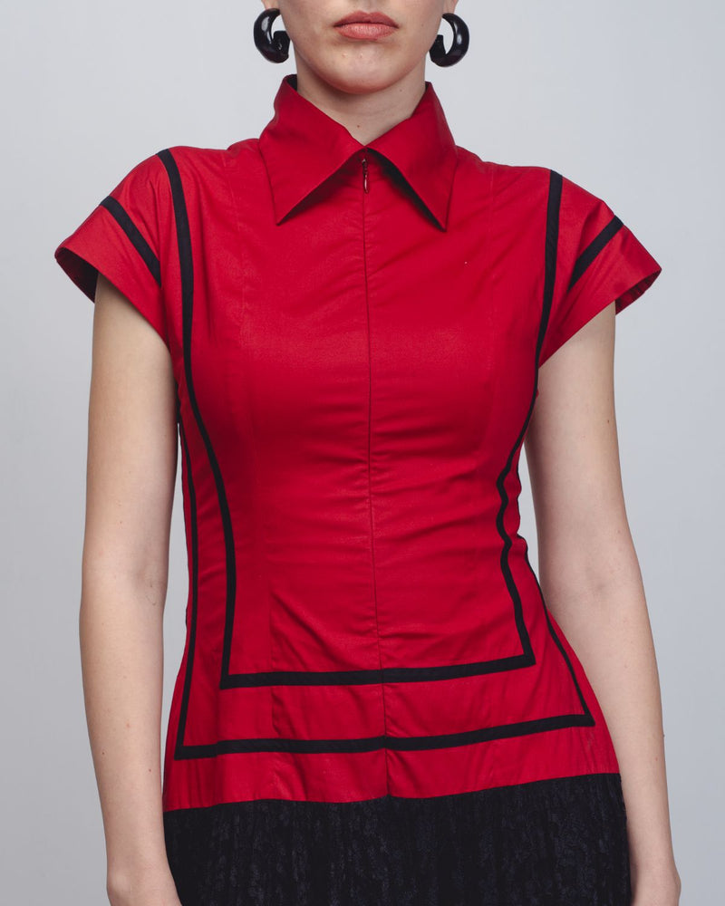 Blare Dress - Red + Black cotton Buy Blare Dress - Red + Black from C&W | Dresses for Women by Leh Studios in black color for women in Singapore
