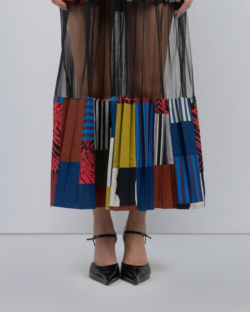 BLOC MOSAIC DRESS - Multicolour + Black dress by Leh Studios in multicolour for women in Singapore