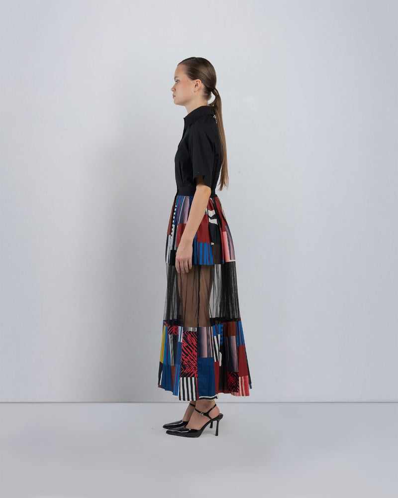 BLOC MOSAIC DRESS - Multicolour + Black dress by Leh Studios in multicolour for women in Singapore