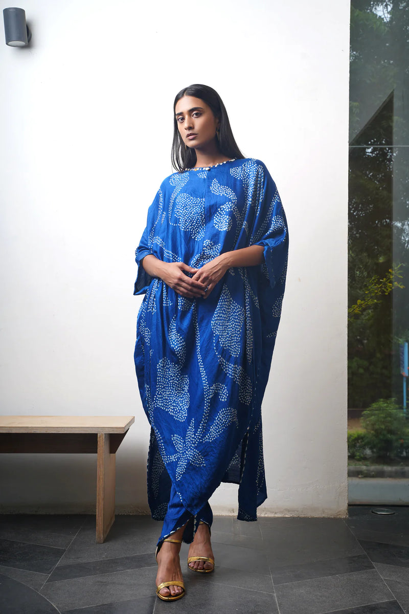 IKEBANA SET-blue silk by Dyelogue in blue color for women in Singapore