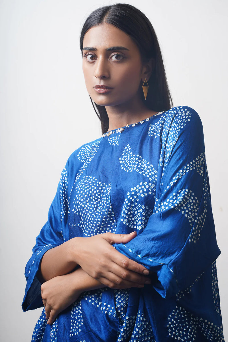 IKEBANA SET-blue silk by Dyelogue in blue color for women in Singapore