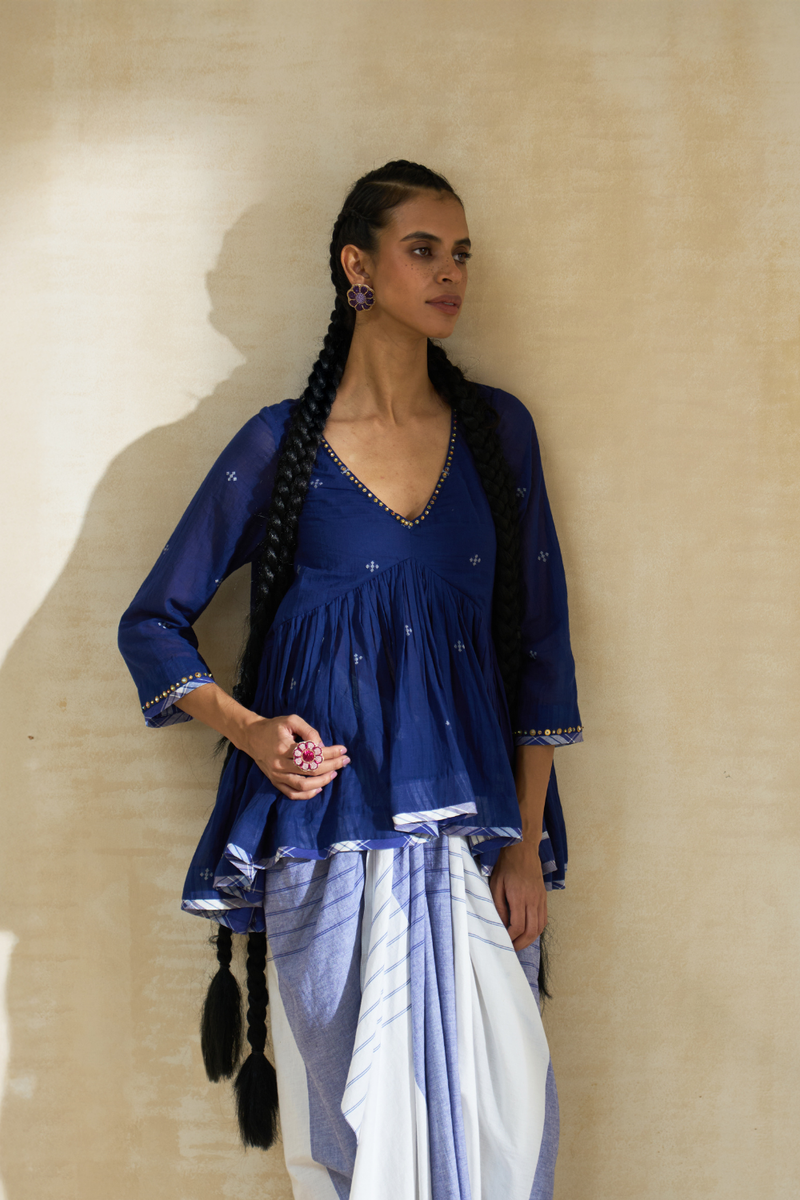Bob Skirt cotton by SWATTI KAPOOR in blue color for women in Singapore