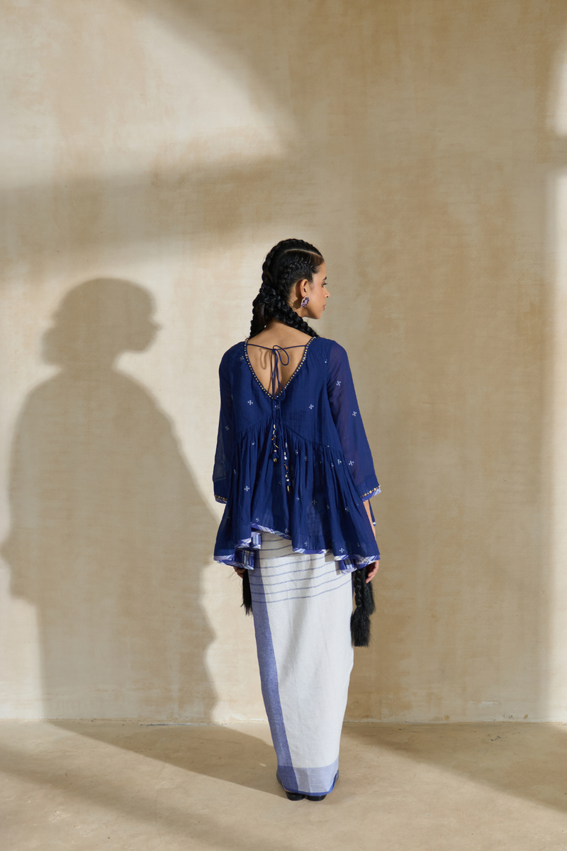 Bob Skirt cotton by SWATTI KAPOOR in blue color for women in Singapore