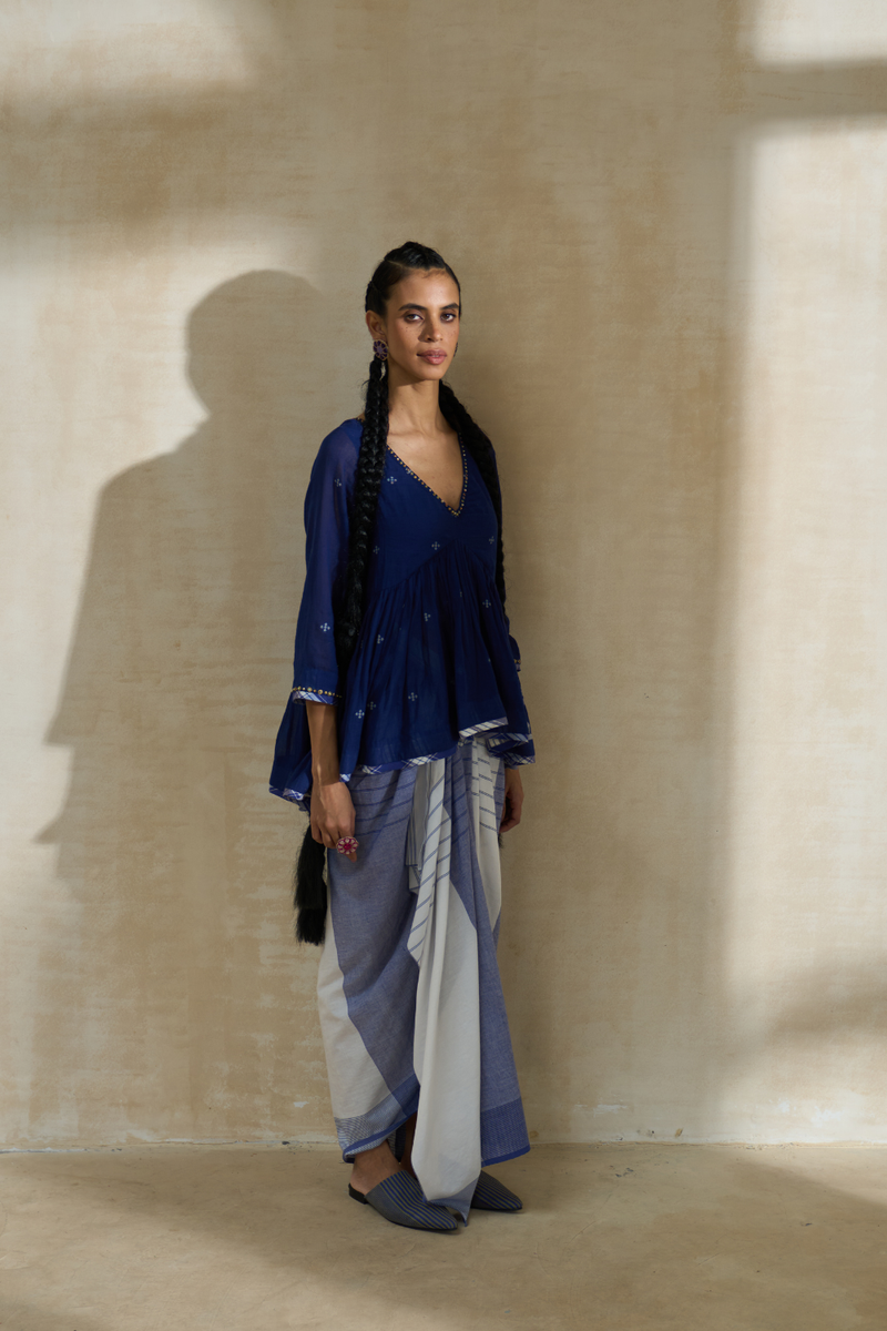 Bob Skirt cotton by SWATTI KAPOOR in blue color for women in Singapore