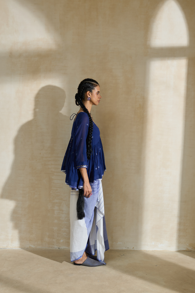 Bob Skirt cotton by SWATTI KAPOOR in blue color for women in Singapore