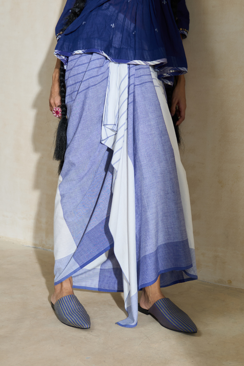Bob Skirt cotton by SWATTI KAPOOR in blue color for women in Singapore