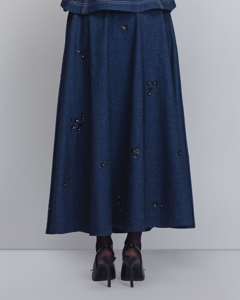 Bonnie Skirt - Denim Blue cotton Buy Bonnie Skirt - Denim Blue from C&W | Skirts for Women by Leh Studios in blue color for women in Singapore