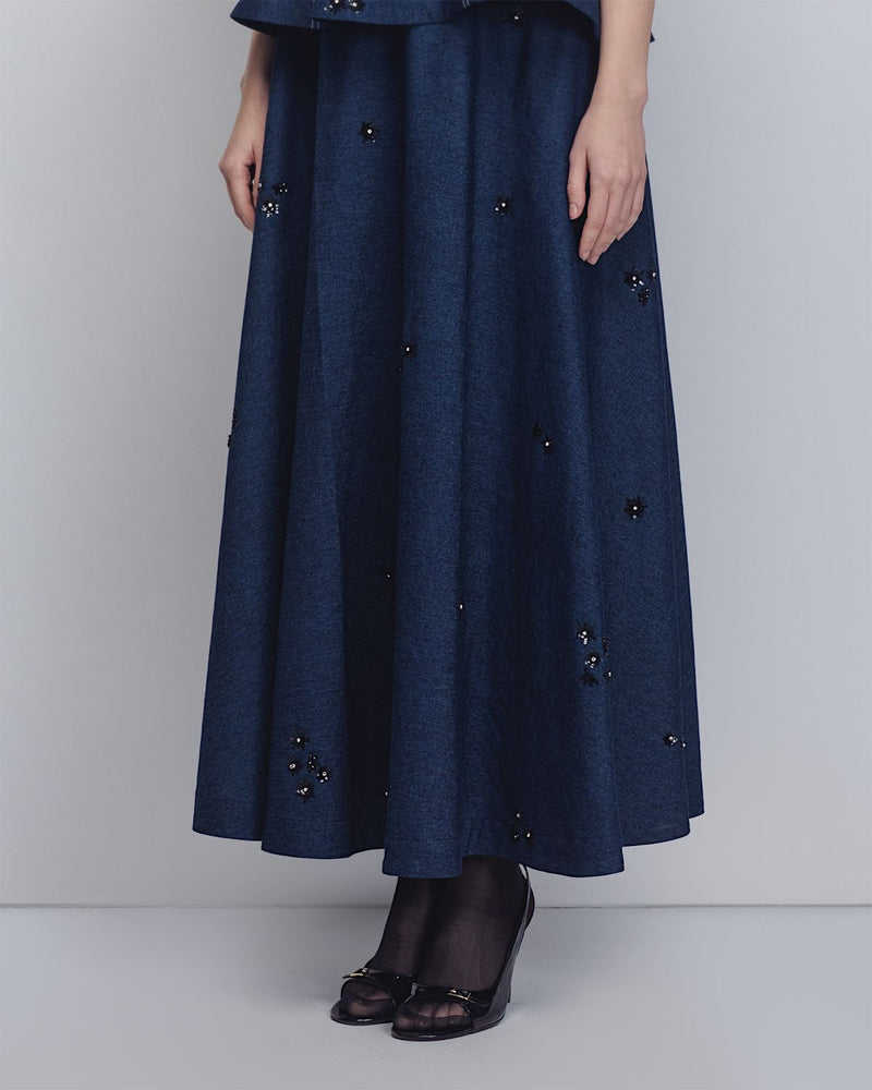 Bonnie Skirt - Denim Blue cotton Buy Bonnie Skirt - Denim Blue from C&W | Skirts for Women by Leh Studios in blue color for women in Singapore