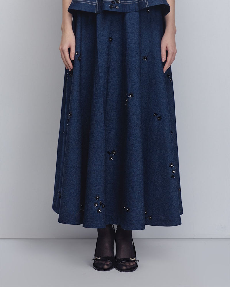Bonnie Skirt - Denim Blue cotton Buy Bonnie Skirt - Denim Blue from C&W | Skirts for Women by Leh Studios in blue color for women in Singapore