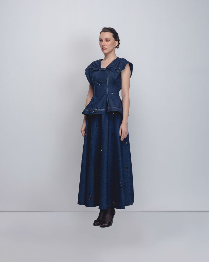 Bonnie Top - Denim Blue cotton Buy Bonnie Top - Denim Blue from C&W | Tops And Shirts for Women by Leh Studios in blue color for women in Singapore