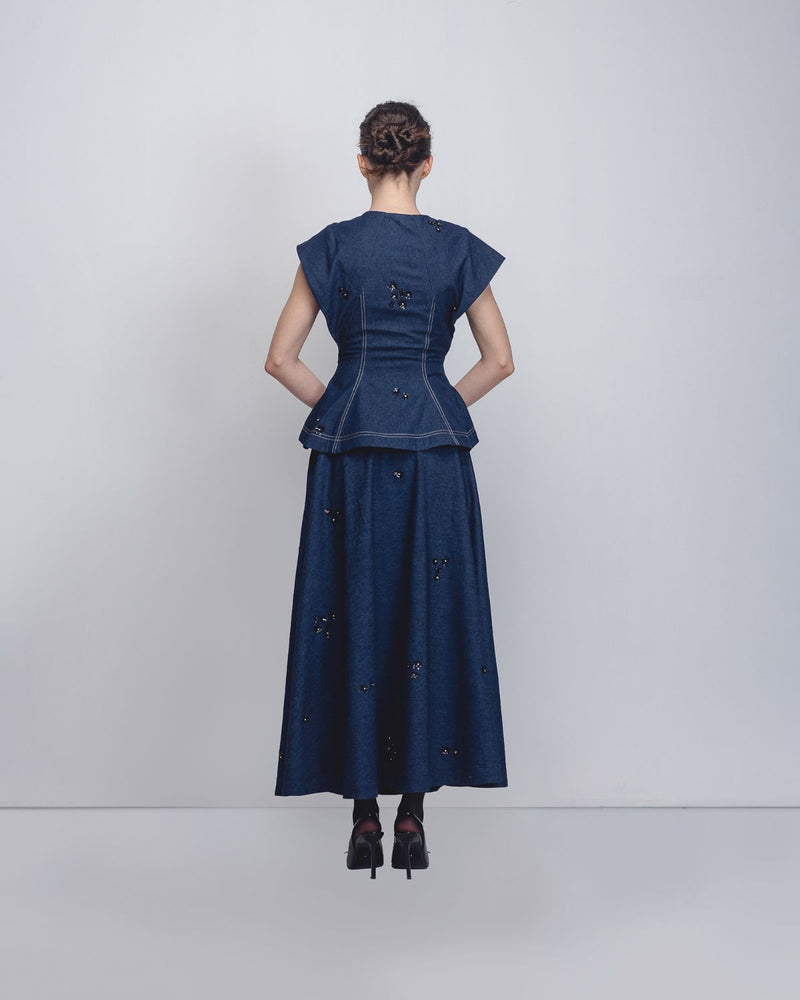 Bonnie Top - Denim Blue cotton Buy Bonnie Top - Denim Blue from C&W | Tops And Shirts for Women by Leh Studios in blue color for women in Singapore