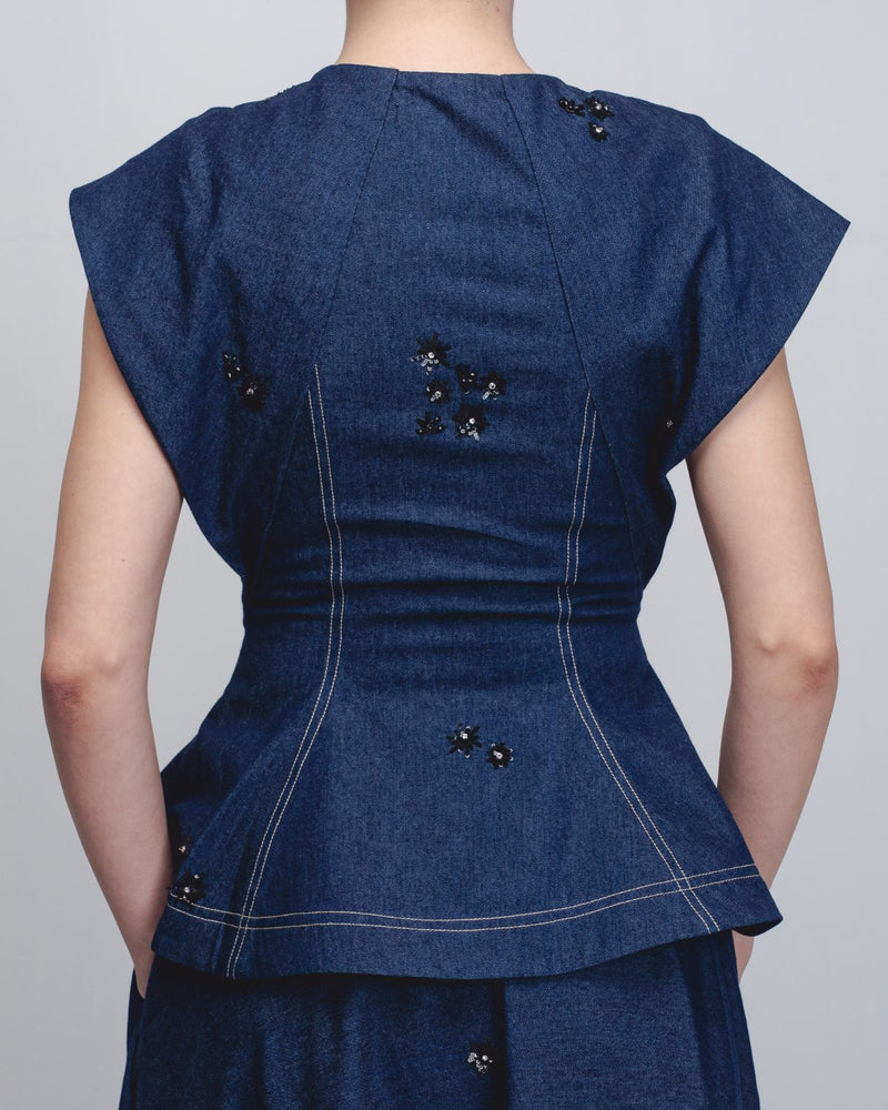 Bonnie Top - Denim Blue cotton Buy Bonnie Top - Denim Blue from C&W | Tops And Shirts for Women by Leh Studios in blue color for women in Singapore