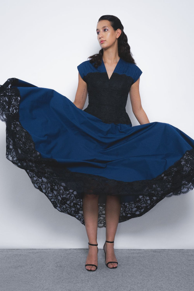 Baile Dress - Navy and Black cotton Buy Baile Dress - Navy and Black from C&W | Dresses for Women by Leh Studios in multi color for women in Singapore