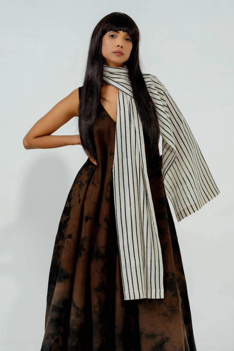 Bamboo Scarf cotton muslin scarf by Stoique in brown for women in Singapore