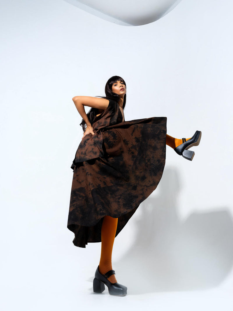 Bamboo Dress cotton matty dresses by Stoique in brown for women in Singapore