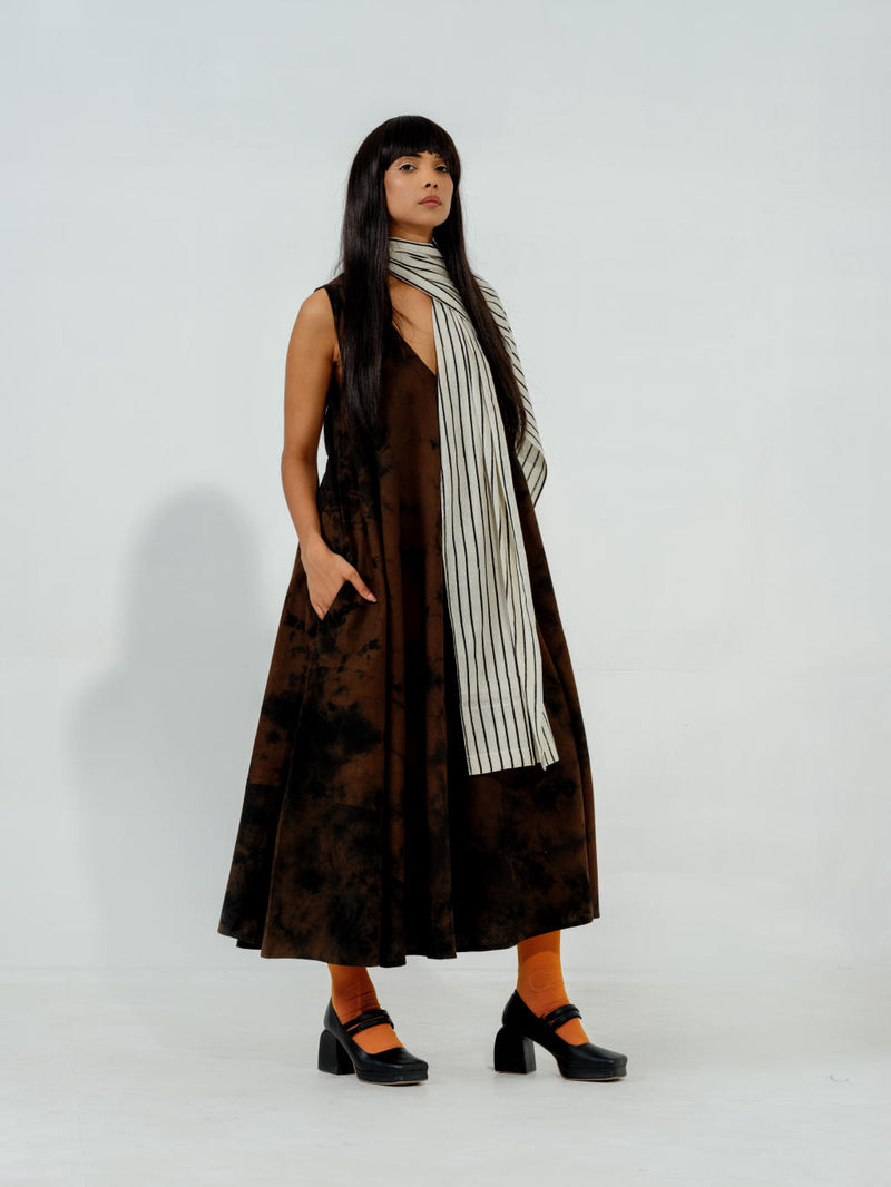 Bamboo Dress cotton matty dresses by Stoique in brown for women in Singapore