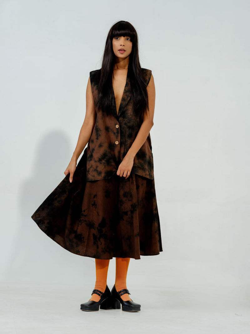 Bamboo skirt cotton matty skirts by Stoique in brown for women in Singapore