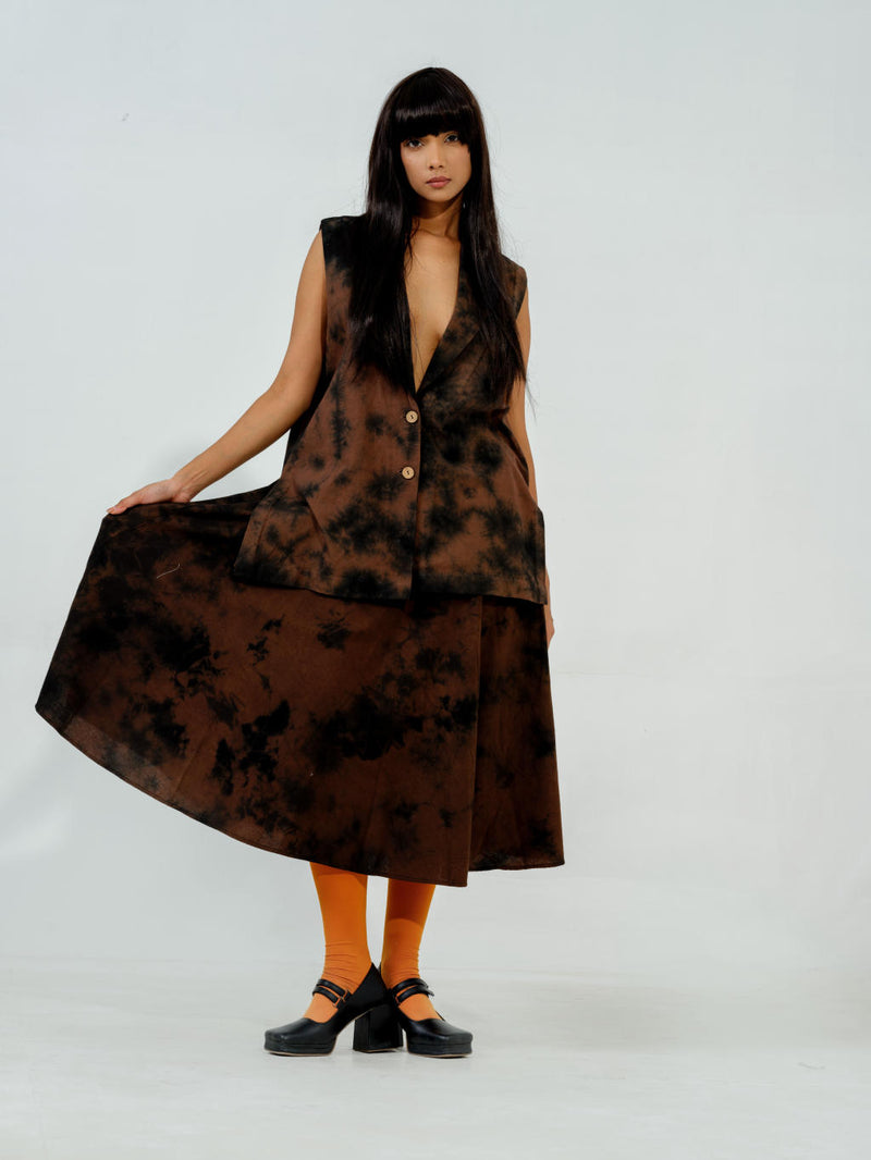 Bamboo skirt cotton matty skirts by Stoique in brown for women in Singapore