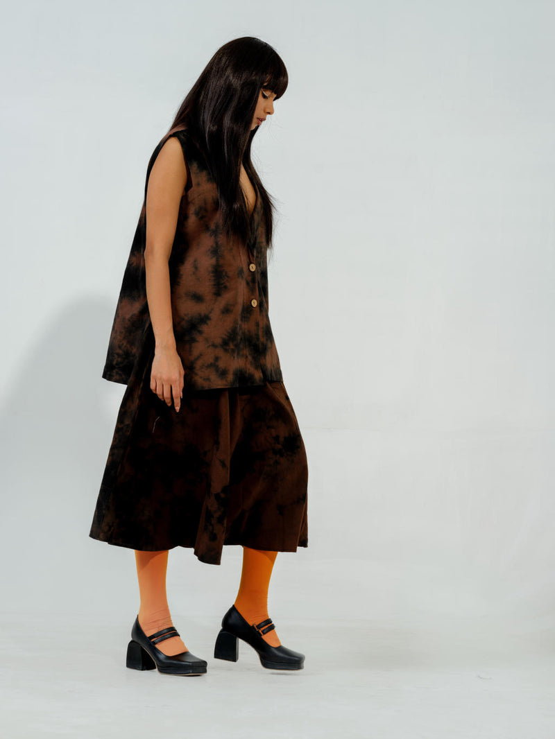 Bamboo skirt cotton matty skirts by Stoique in brown for women in Singapore
