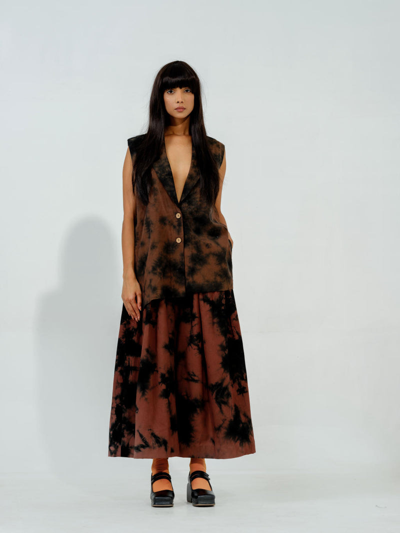 Bamboo skirt cotton matty skirts by Stoique in brown for women in Singapore