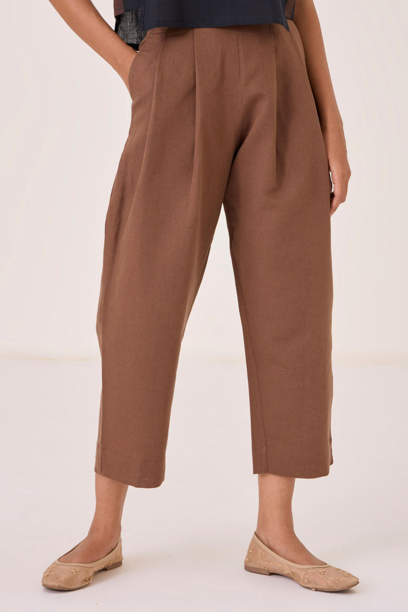 Bandra Brown Pants cotton by The Summer House in brown color for women in Singapore