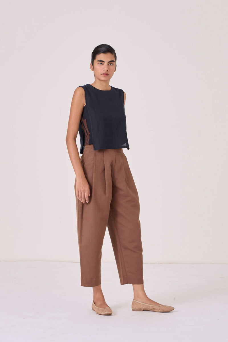 Bandra Brown Pants cotton by The Summer House in brown color for women in Singapore