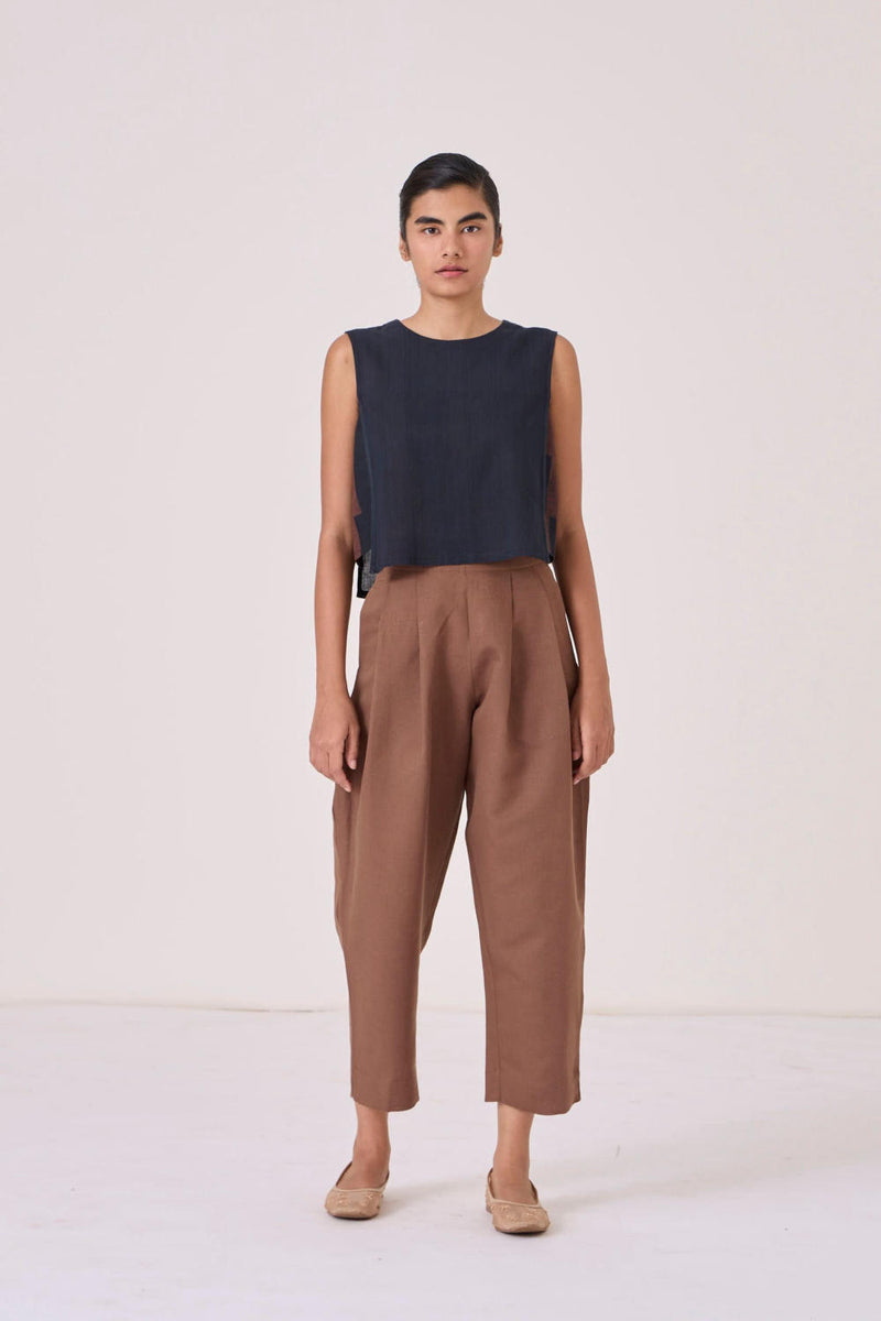 Bandra Brown Pants cotton by The Summer House in brown color for women in Singapore