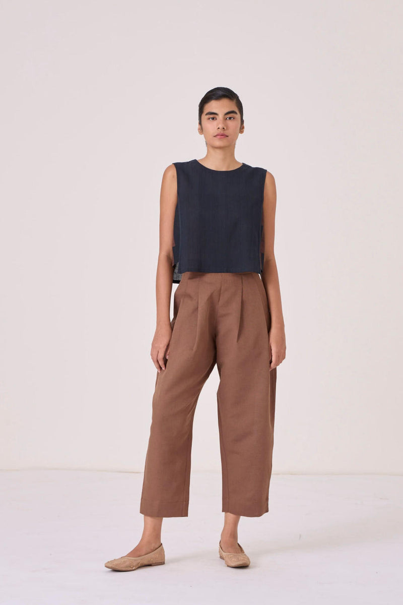 Bandra Brown Pants cotton by The Summer House in brown color for women in Singapore