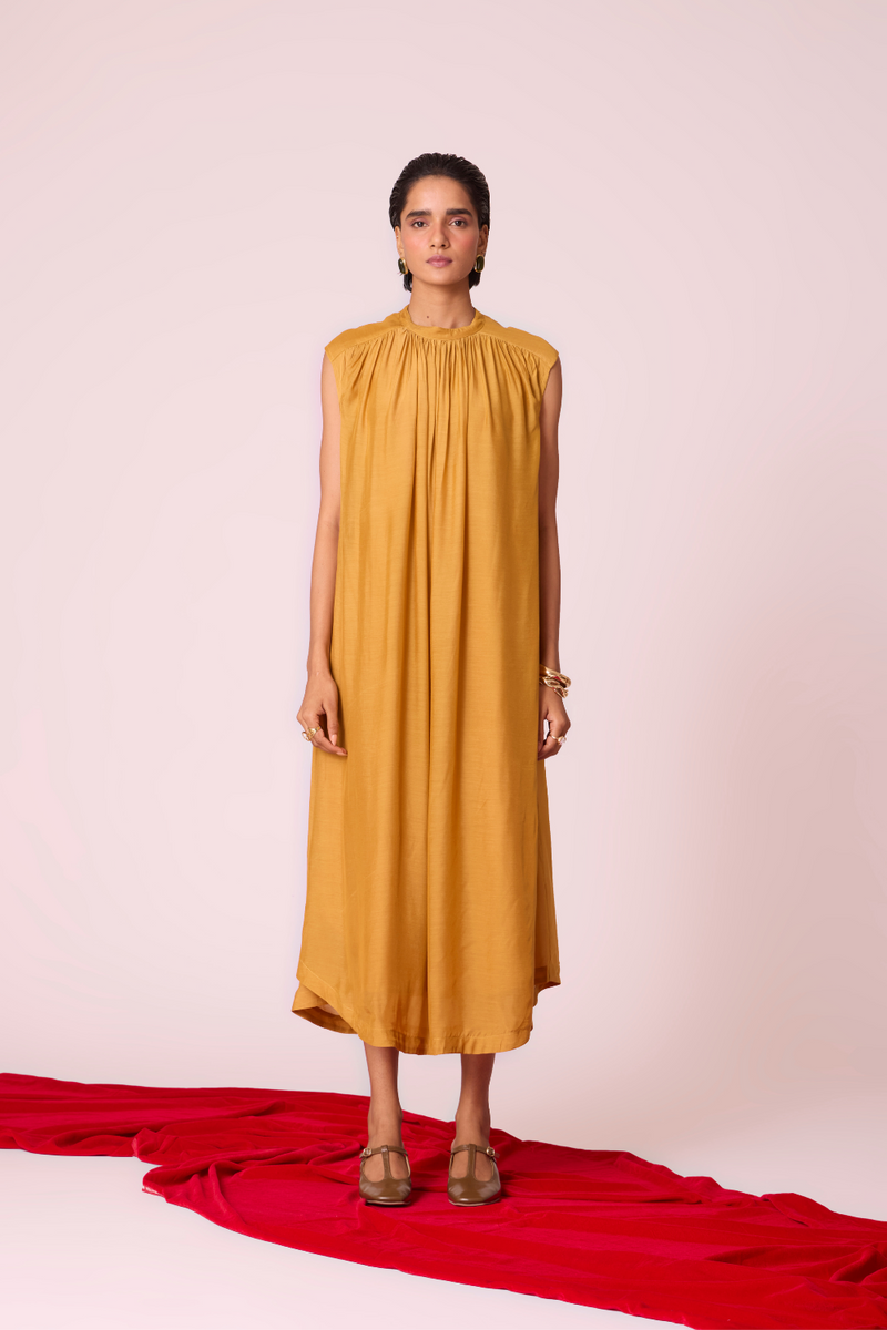 Barika Yellow Midi Dress by The Summer House in yellow color for women in Singapore