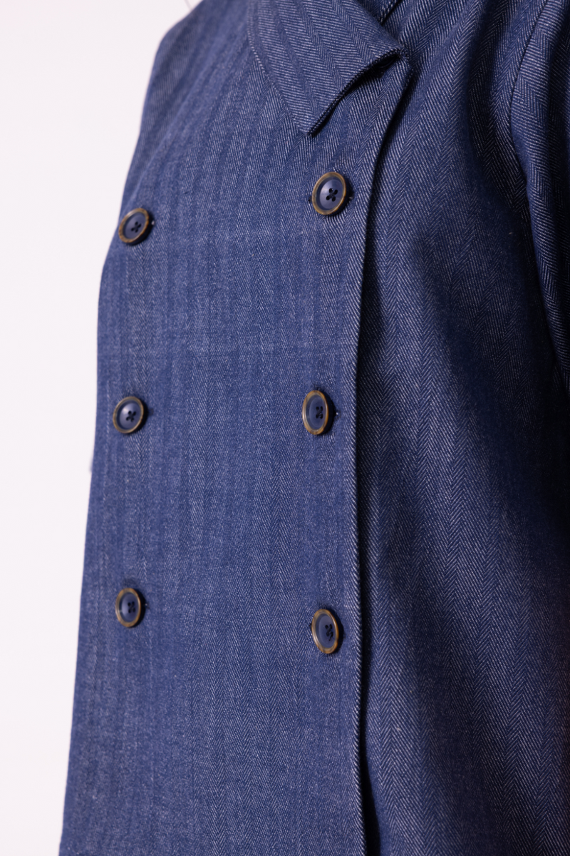 Becky Blue Handwoven Denim top cotton by The Summer House for women in Singapore