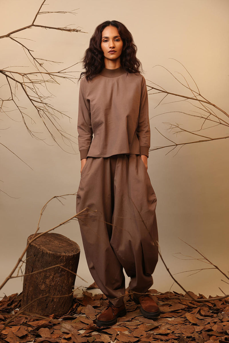 Beige Balloon Pants 100% cotton by Mati in beige color for women in Singapore