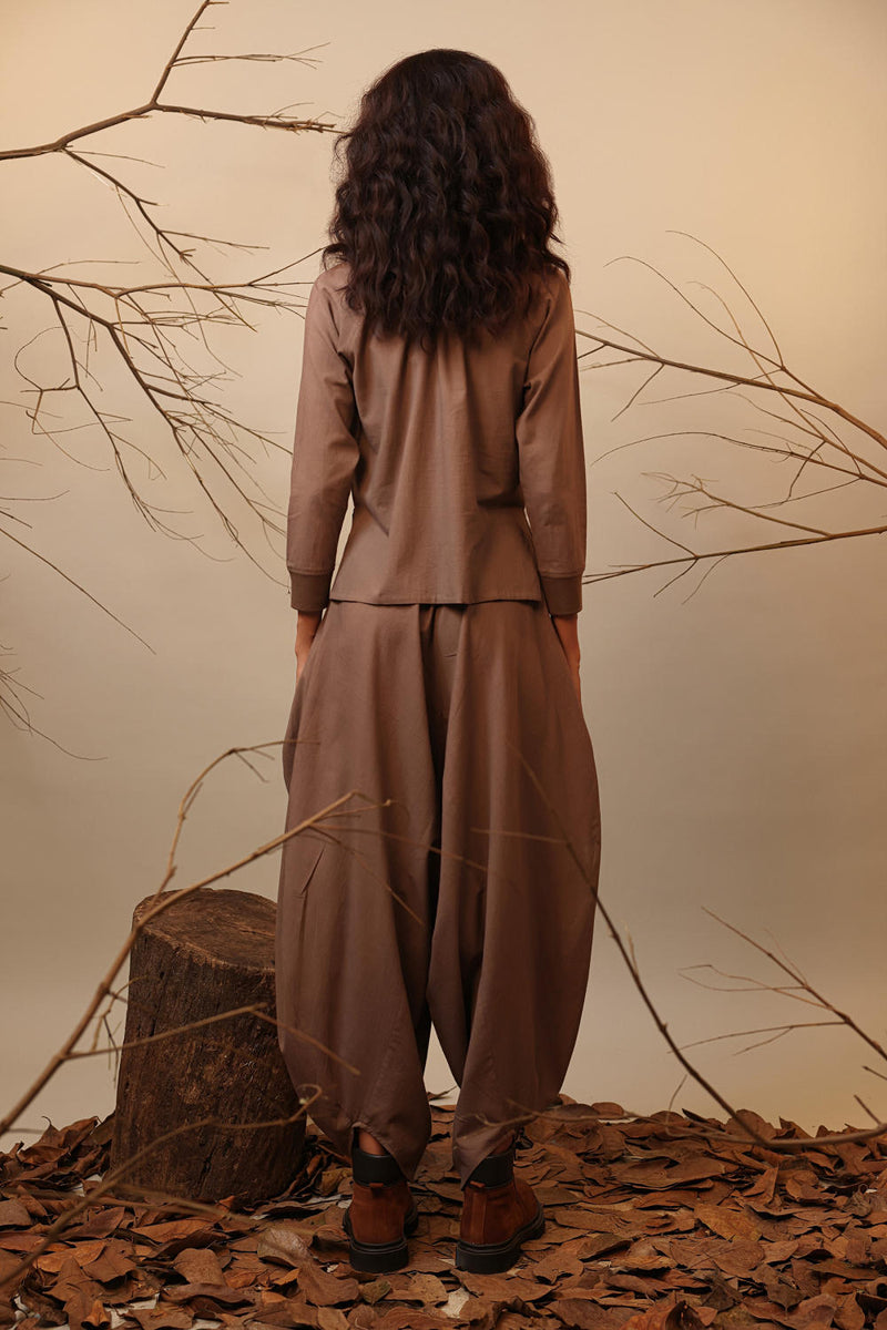 Beige Balloon Pants 100% cotton by Mati in beige color for women in Singapore