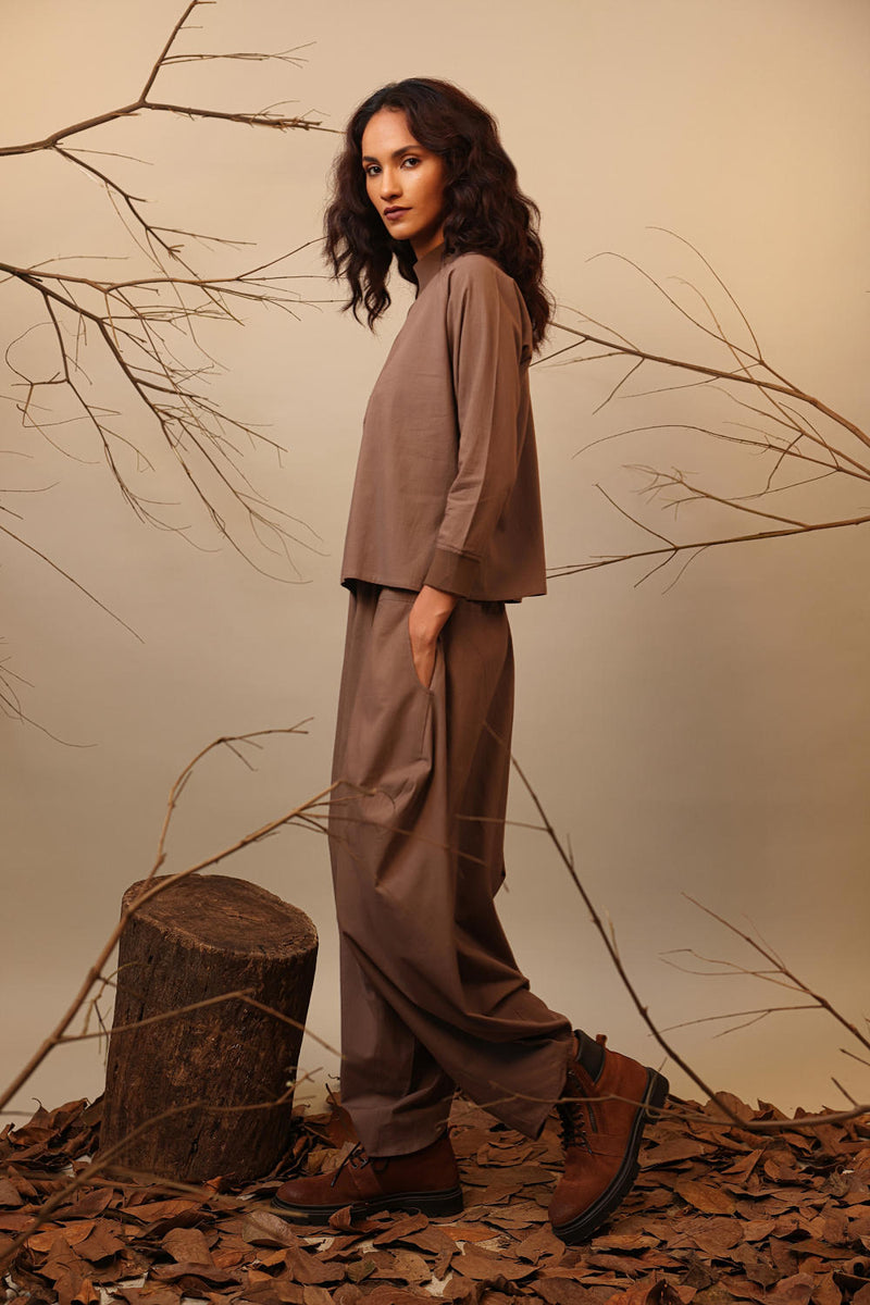 Beige Balloon Pants 100% cotton by Mati in beige color for women in Singapore