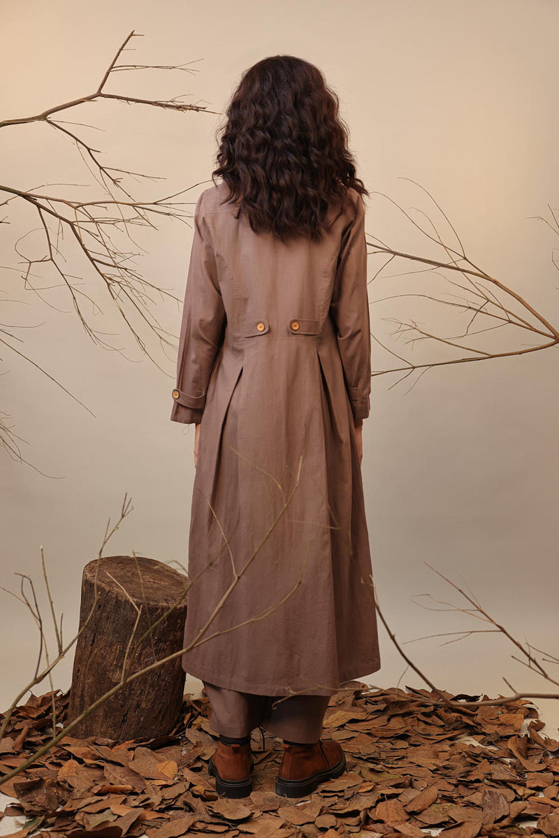 Beige Cali Trench Jacket Set (3 PCS) 100% cotton by Mati in beige color for women in Singapore