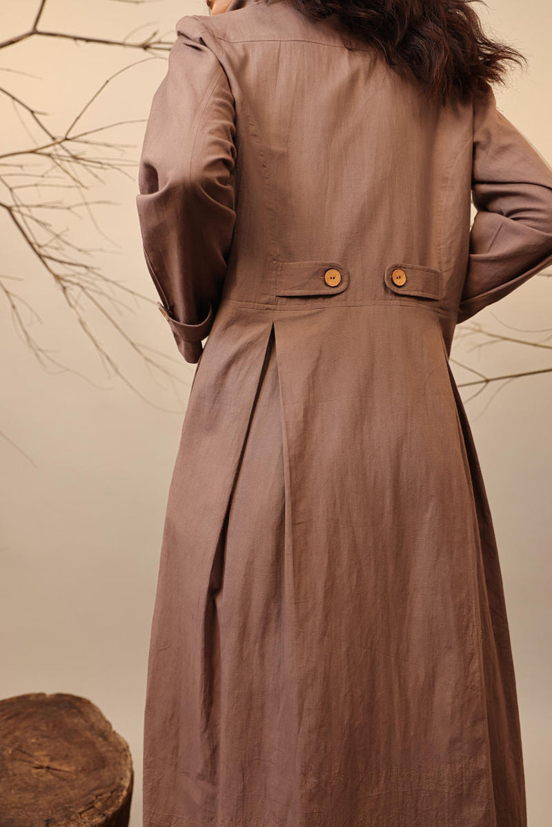 Beige Cali Trench Jacket Set (3 PCS) 100% cotton by Mati in beige color for women in Singapore