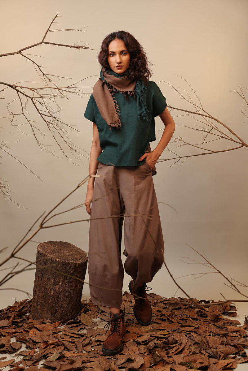Beige Suga Pants 100% cotton by Mati in beige color for women in Singapore