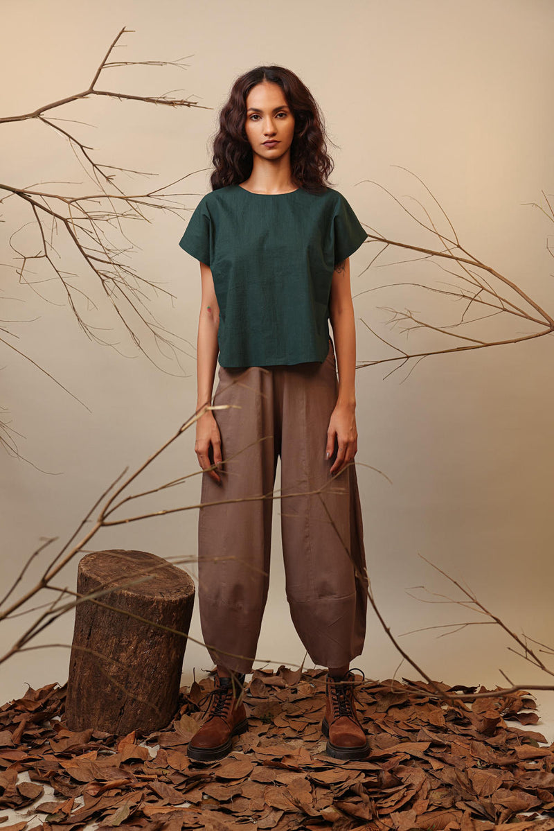 Beige Suga Pants 100% cotton by Mati in beige color for women in Singapore