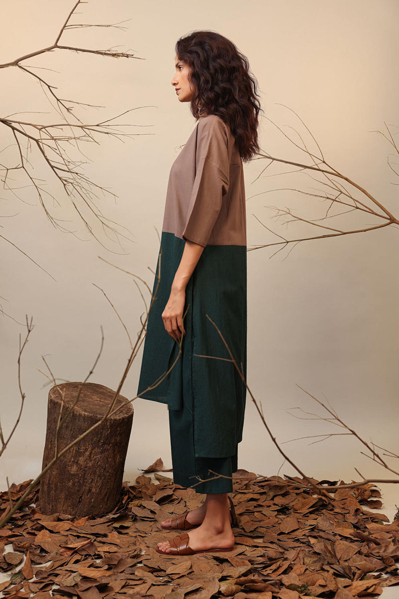 Beige & Green Dual Ruka Set (2 PCS) 100% cotton by Mati in multi color for women in Singapore