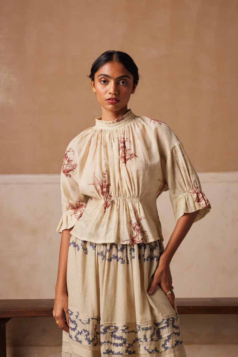 Bella Top-Peony print cotton by CORD for women in Singapore