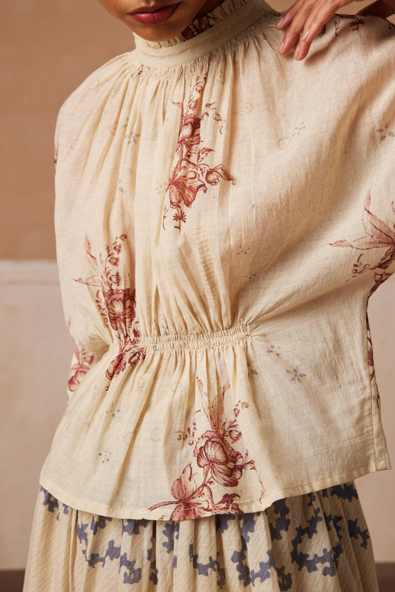 Bella Top-Peony print cotton by CORD for women in Singapore