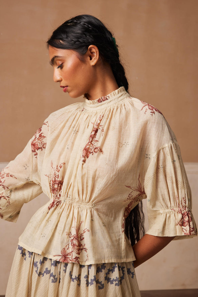 Bella Top-Peony print cotton by CORD for women in Singapore