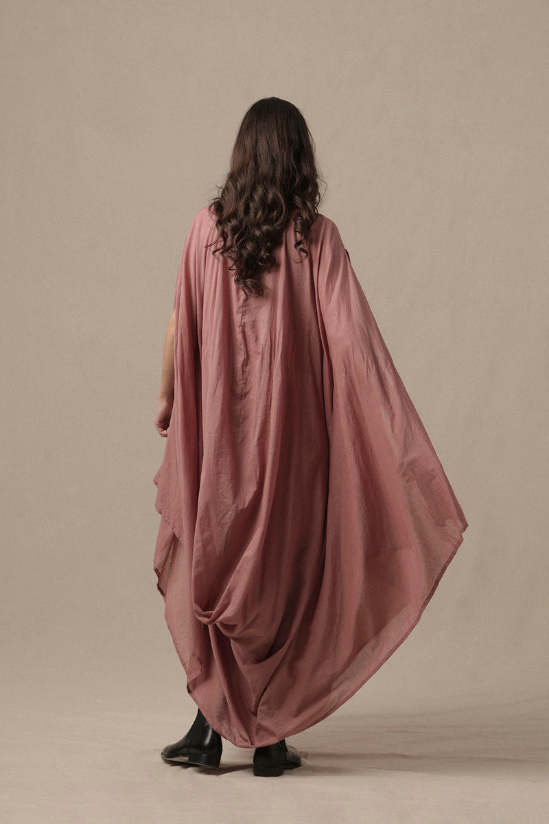 Belted Blush Cowl Dress cotton dress by Mati in pink for women in Singapore